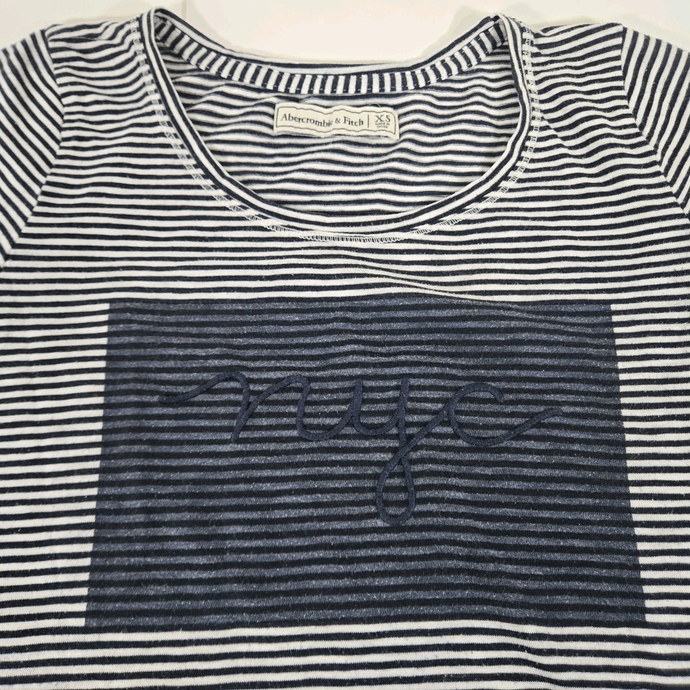 Abercrombie & Fitch NYC Striped‎ T-Shirt Women's X-Small  Y2K